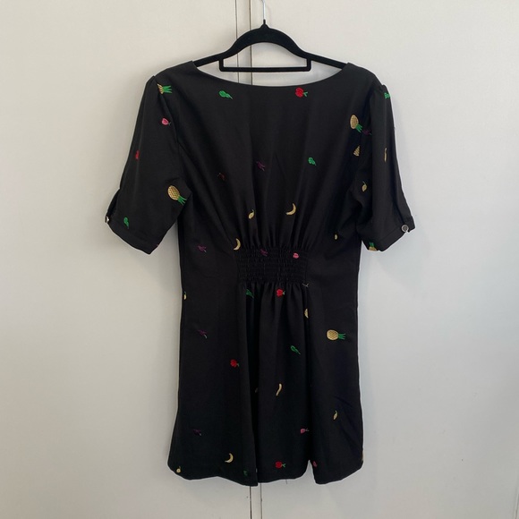 Abow Black Dress with Fruit Embroidery 🍉 🍎 🍌 Size 10 - Picture 13 of 16